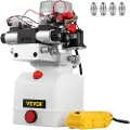 Vevor hydraulisk pumpe dobbeltvirkende hydraulisk kraftenhet dobbel solenoid hydraulisk kraftpakke 12V DC hydraulisk kraftpumpe med 4,5 liters reservoar for tipphenger billøfting