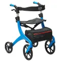 Vevor Folding Rollator Walker for eldre og voksne, lett rullestol i aluminium med sete og justerbart håndtak, 4-hjuls utendørs mobilitetsrullator med romslig oppbevaringspose, 136 kg kapasitet
