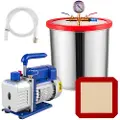 Vevor 19 l (5 gallon) vakuumkammersett med 28 l/min (3 CFM) 186 W (1/4 hk) ett-trinns vakuumpumpe - HVAC A/C kjølesett