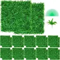 Vevor Kunstig Buksbompanel UV 24 stk. Buksbomhekkveggpaneler Kunstgress Bakgrunnsvegg 10"x10" 4 cm Grønn Gressvegg Falsk Hekk For Dekor Personvern Gjerde Innendørs Utendørs Hage Bakgård
