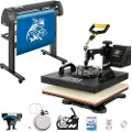 Vevor Digital Clamshell 15"x15" (38 x 38 cm) varmeoverføringspresse + 34-tommers vinylkuttermaskinsett med programvare