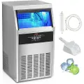 Vevor kommersiell ismaskin, 100 lbs/24 timer, ismaskin, 50 isbiter på 12–15 minutter, frittstående ismaskin i skap med 33 lbs lagringskapasitet LED digitalt display, for bar, hjemmekontor, restaurant