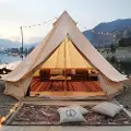 Vevor Lerretsklokketelt, 4 sesonger 7 m/22,97 fot Yurt-telt, Lerretstelt for camping med komfyruttak, pustende telt med plass til opptil 12 personer, familiecamping utendørs jaktselskap
