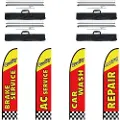 Vevor Auto Repair reklamefjærflagg med stangsett, reklameflagg for bedrifter utendørs, inkluderer 4 bannerflagg, 4 stenger, 4 bakkestaker, Swooper-flagg for bedrifter 16,3 fot