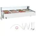 Vevor 8-panners kommersiell matvarmer, 8 x 8QT elektrisk dampbord med glasslokk, 1700W benkeplate rustfritt stål buffet Bain Marie 86-185°F temperaturkontroll for catering, restauranter, sølv