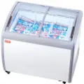 Vevor kommersielt iskremdisplay, 264 l fryser, mobil glassfryser, iskremskap for restaurant med 3 trådkurver, 2 skyvedører i glass, låsbare hjul, hvit