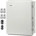Vevor utendørs elektrisk koblingsboks, 13,78 x 9,84 x 5,90 tommer, elektrisk boks i ABS-plast med hengslet deksel i rustfritt stål, IP67 støvtett, vanntett for utendørs elektriske prosjekter