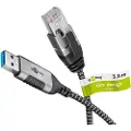 Goobay 74396, USB 3.0 type A, RJ45, 3 m, Sort, Sølv