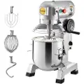 Vevor kommersiell stativmikser, 15Qts skål i rustfritt stål, 850W kraftig elektrisk matmikser med 3 hastigheter justerbar 113/184/341 rpm, visp med deigkrok inkludert, perfekt for bakeripizzeria