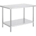 Vevor forberedelsesbord i rustfritt stål, 30 x 48 x 34 tommer, kraftig metallarbeidsbord med 3 justerbare høydenivåer, kommersiell arbeidsstasjon for kjøkken, garasje, restaurant, bakgård