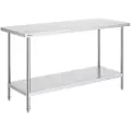 Vevor forberedelsesbord i rustfritt stål, 24 x 60 x 34 tommer, kraftig metallarbeidsbord med 3 justerbare høydenivåer, kommersiell arbeidsstasjon for kjøkken, garasje, restaurant, bakgård