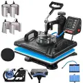 Vevor Heat Press 12X15 Tommer 10 In 1 Heat Press 1000W Heat Press Machine med 360° rotasjon Swing Away Svart 10 I 1 T-skjorte sublimeringsmaskin Dual-tube varme for DIY penner Caps Krus og skjorter