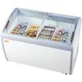Vevor kommersielt iskremdisplay, 362 l fryser, mobil glassdryser, iskremskap for restaurant med 4 trådkurver, 2 skyvedører i glass, låsbare hjul, hvit