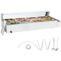 Vevor 12-panners kommersiell matvarmer, 12 x 5QT elektrisk dampbord med glasslokk, 1700W benkeplate rustfritt stål buffet Bain Marie 86-185°F temperaturkontroll for catering, restauranter, sølv