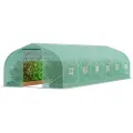 Vevor Drivhus med walk-in-tunnel, 29,5x9,8x6,6 fot Drivhustunnel med bøyle, plantedrivhus med spisstak, galvanisert stålramme, grønt PE-deksel, opprullbar glidelåsdør og 12 vinduer for utendørs bruk