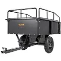Vevor Heavy Duty ATV-tilhenger ståldumpervogn, 750 pund 15 kubikkfot, hagetilhenger med avtakbare sider for gressklippertraktor