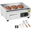 Vevor Kommersiell elektrisk steketakke, 2800 W benkeplategrill med flat topp, 122℉-572 ℉ justerbar temperatur, 17,72 x 11,81 x 0,39 tommer rustfritt stål steketakke med 2 spader og 2 børster for hjem