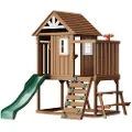 Vevor Utendørs lekehus i tre, moderne lekehus i sedertre for barn i alderen 2-8 år, hagelekhus, lekehus i sedertre i landlig stil med sklie, stige, klatrevegg, vinduer, piknikbord og benk