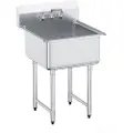 Vevor Rustfritt Stål Oppvaskkum, Frittstående Liten Vask med 1 Roms Inkluderer Kran og Ben, 27"x41" Kommersiell Enkeltkummevask For Garasje, Restaurant, Kjøkken, Vaskerom