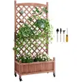 Vevor Hevet hagebed med espalier, 80 x 33 x 150 cm utendørs hevede treplantekasser med dreneringshull, frittstående espalierplantekasse for klatreplanter og blomster i hagen, terrassen og balkongen