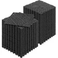 Vevor Modulær sammenlåsende dreneringsmatte, 55-pakning 30 x 30 cm skjøtematter, myke PVC-sammenlåsende dreneringsgulvfliser, sklisikre dreneringshull for toalett, bad, kjøkken, basseng, vått, svart