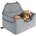 Vevor hundesete, bilpute for hund med oppbevaringslomme, bilsete for kjæledyr med klipsbar sikkerhetsbånd, svampfyll, bilseng for mellomstore og store hunder opptil 23 kg, grå
