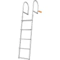 Vevor Dokkstige, avtakbar 5 trinn, 500 lbs lastekapasitet, pontongbåtstige i aluminiumslegering med 3,1'' bredt trinn og sklisikker pedal, enkel å installere for ombordstigning på skip/innsjø/basseng/