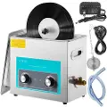 Vevor Ultralyd vinylplaterenser 6L 40kHz vinyl ultralydrensemaskin knottkontroll plate ultralydrenser 8 plater vinyl sonisk renser rustfritt ståltank med mekanisk varmeelement og tid