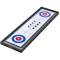 Vevor Shuffleboard og Curling 2-i-1 brettspill, 45" bærbart bordsett, tosidig bordspill med 8 rullende pucker, shuffleboard og curling-kombinasjonssett for barn og familie