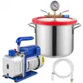 Vevor 5,7 l (1,5 gallon) 28 l/min (3 CFM) 186 W (1/4 hk) vakuumkammer, kjølemiddelvakuumpumpe HVAC ett-trinns vakuumpumpe klimaanlegg roterende lamellvakuumpumpe klimaanlegg vakuumevakuumpumpe