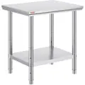 Vevor arbeidsbord 24 x 30 x 32 tommer NSF arbeidsbord i rustfritt stål for kommersiell kjøkken Prep arbeidsbenk 60X76X80cm med nedre hylle arbeidsbord Sølvfarget for kommersiell kjøkken Restaurant