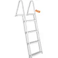 Vevor Dokkstige, avtakbar 4 trinn, 145 kg lastekapasitet, pontongbåtstige i aluminiumslegering med 10 cm bredt trinn og sklisikker pedal, enkel å installere for ombordstigning på skip/innsjø/basseng/m