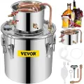 Vevor Hjemmebrent destilleri 3 gallon vanndestilleri 12 l vanndestilleri i rustfritt stål kobberrør hjemmebryggingssett innebygd termometer for gjør-det-selv whisky vin brandy sølv