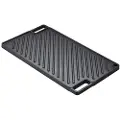 Vevor Vendbar Grill/Tappeplate, 23 x 41 cm Krydret Støpejernstappe, Rektangulær Dobbelbrenner Stekepanne, Non-stick Familiepanne Kokekar med Håndtak, Flat Toppplate for BBQ, Gassgrill, Svart