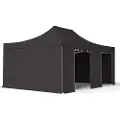 TOOLPORT 4x6 m aluminium, pop up partytelt, 4 sidepaneler, svart