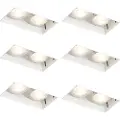 QAZQA Sett med 6 hvite nedfellbare spotter GU10 50 mm 2-lys uten ramme - Oneon
