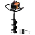 Vevor Stolpehullsgraver Bensindrevet, 43CC 1250W Jordbor, Gassbor med 8” Boremekanisme Designbits, Stolpehullsgraver for Gjerdeplanter, Oransje + Svart