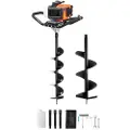 Vevor Stolpehullsgraver Bensindrevet, 52CC 1450W Jordbor, Gassbor med 6” og 10” Boremekanisme Designbits og 3 Forlengelsesstenger, Stolpehullsgraver for Hageplanter i jordbruksland, Oransje + Svart