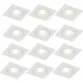 QAZQA Sett med 12 hvite, firkantede innfelte spotlights GU10 50 mm IP44 - Xena