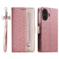 Mtp Products iPhone 16 Plus Lace Pattern Lommebok-deksel - Roségull