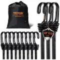 Vevor 12-delers strikksnorer med A3-stålkroker, 32-tommers kraftige strikkstropper, 8 mm elastisk strikktausett for camping, presenninger, motorsykkel, lastebil og telt, svart