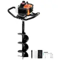 Vevor Stolpehullsgraver Bensindrevet, 52CC 1450W Jordbor, Gassbor med 8” boremekanismedesignbits og 1 forlengelsesstang, Stolpehullsgraver for Gjerdeplanter, Oransje + Svart