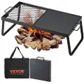Vevor sammenleggbar bålgrill, kraftig stålgitterrist, 57 cm bærbare campingrister over bålplass, bålutstyr med benbæreveske, grillstativ for utendørs matlaging med åpen flamme