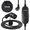 Vevor bærbar elbillader, type 2 10A, elbillader 6 meter ladekabel med britisk 3-pinners plugg, IP66 maks. vanntetthetsnivå, 3 kW 250 V IEC 62196-2 ladestasjon for hjemmebiler med bæreveske, CE