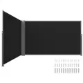 Vevor uttrekkbar sidemarkise, 71''x 236'' aluminium utendørs personvernskjerm, 280g polyester vanntett uttrekkbar terrasseskjerm, UV 30+ romdeler vindskjerm for terrasse, bakgård, balkong, svart