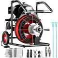 Vevor Avløpsrenser 50' x 1/2" Avløpsrensemaskin 370W Kloakkstopp m/ Kuttere 1750R/min med 4 kutter og fotbryter for 3/4"-4" (20mm-100mm) rør