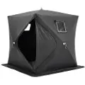 Vevor bærbart isly, 3-4 personers popup-isfisketelt, 43 kvadratmeter fiskeområde, isly for vinterfiske, vanntett Oxford-isbit med ankere/tau/bæreveske, 90"x90", svart