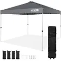 Vevor Pop-up-telt med kalesje, 3 x 3 meter, 250 D PU sølvbelagt presenning, med bærbar rulleveske og 4 sandsekker, vanntett og solbeskyttende paviljong for utendørs fester, camping, kommersielle arran