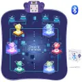 Vevor dansematte, 6-knappers dansemikser, rytmesteppematte, elektronisk dansepute med trådløs Bluetooth, LED-lys, 5 spillmoduser, justerbart volum, innebygd musikk, lekegaver til jenter fra 3 år