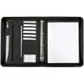 Juscha Alassio Office SET - Zippet mappe for dokumenter - kunstlær - svart